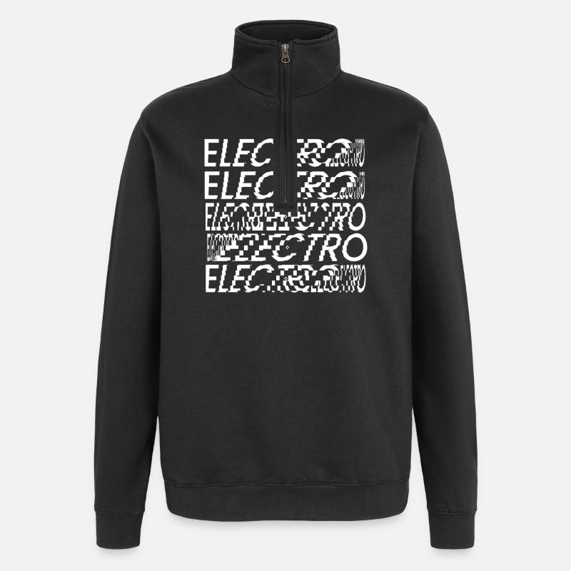 Électro-typographie Glitch - Sweat à zip 1/4 - noir