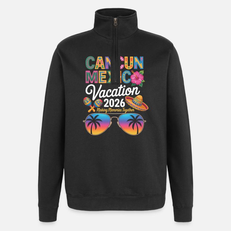 Vacances Cancun Mexique 2026 - Sweat à zip 1/4 - noir
