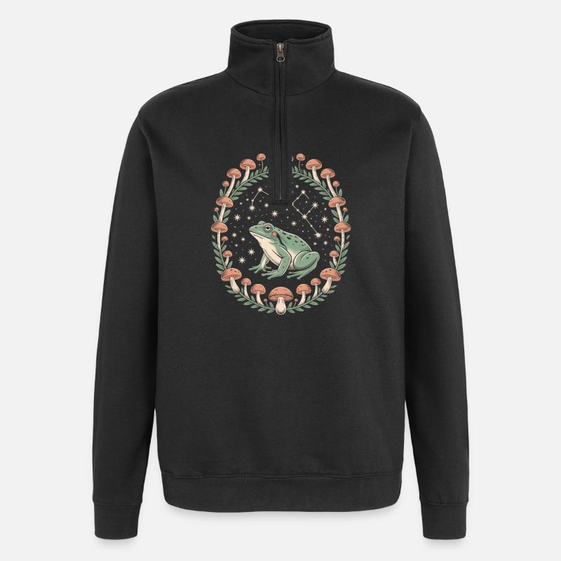 Frosch und Pilze Sternenhimmel - Quarter-Zip-Sweatshirt - Schwarz