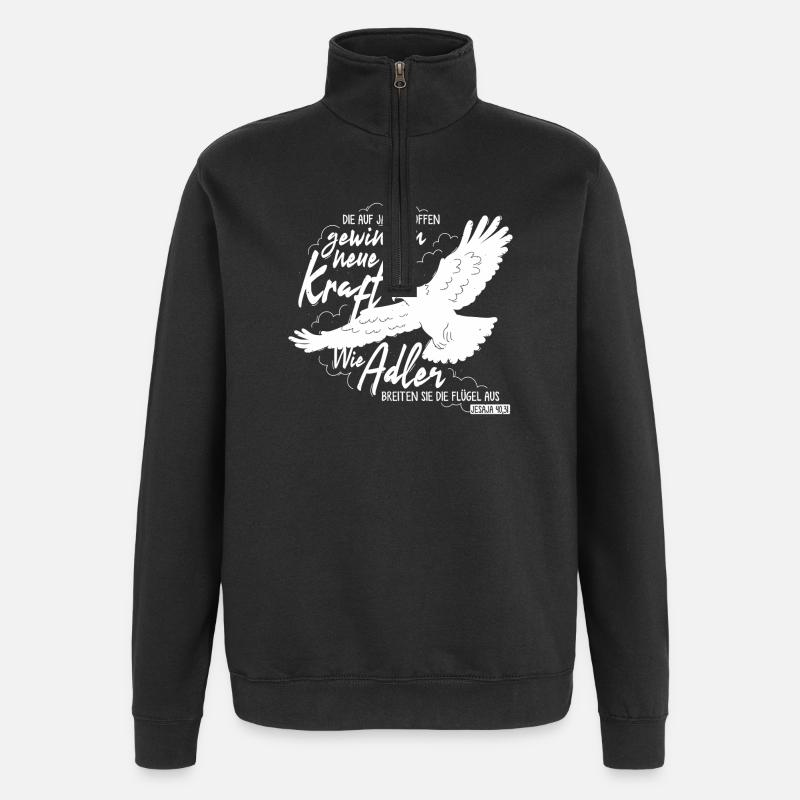 Isaiah 40:31 - Like Eagle Lettering - Quarter-Zip Sweatshirt - black