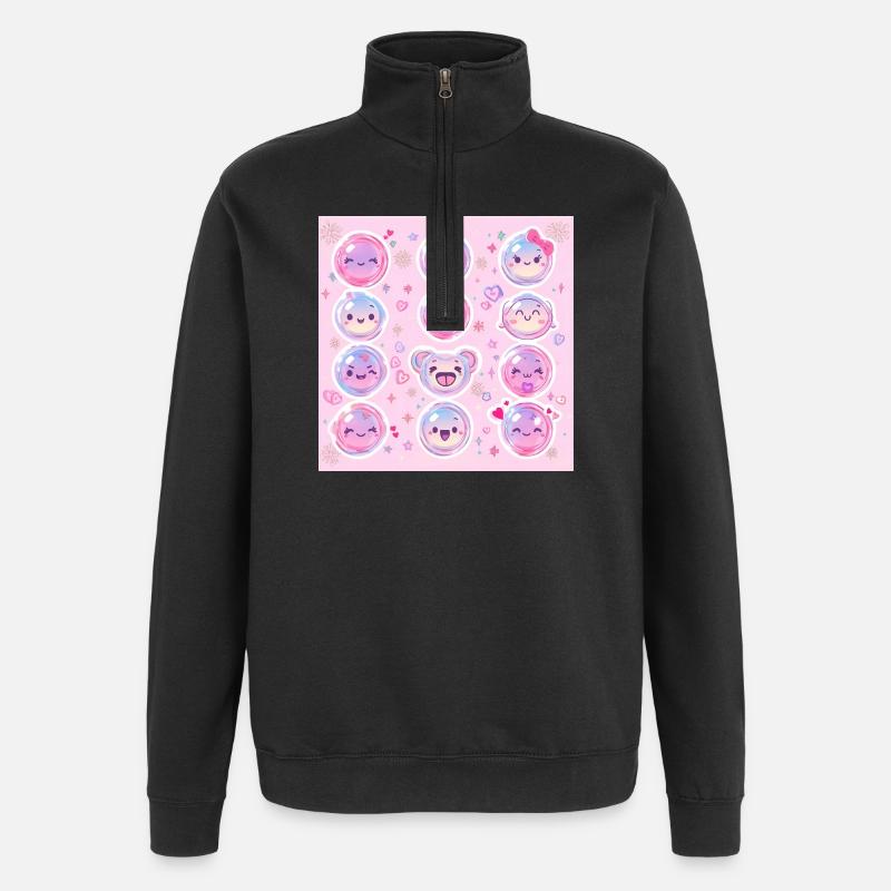 Pink Glow Pastell Kawaii Muster - Quarter-Zip-Sweatshirt - Schwarz