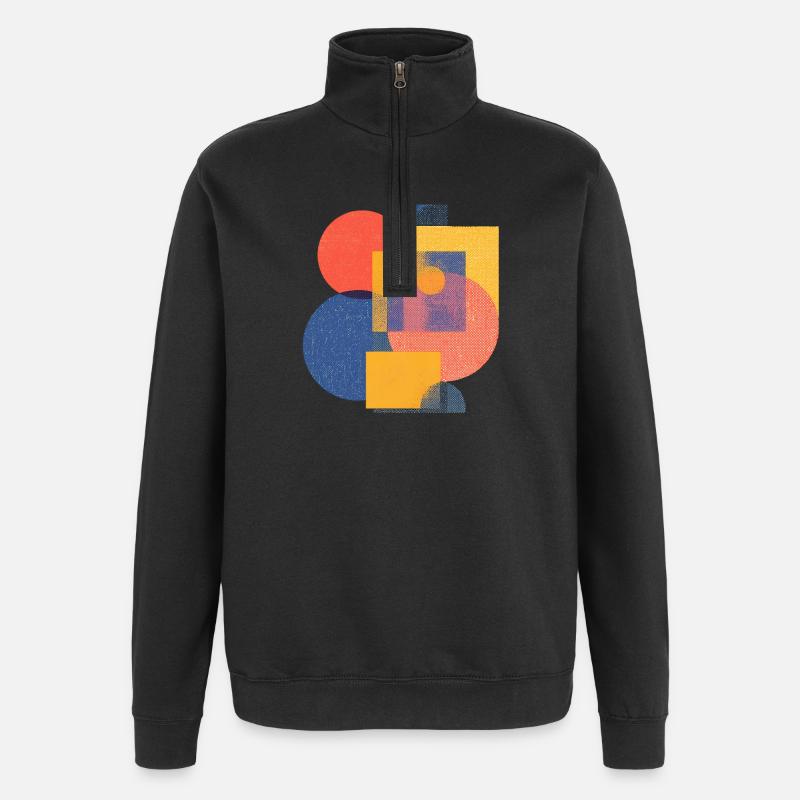 Retro Geometric Shapes — Bold Abstract Art - Quarter-Zip Sweatshirt - black