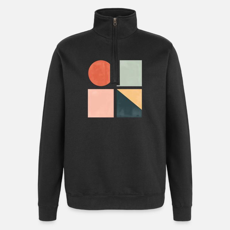 Minimal Geometric Shapes — Modern Abstract Art - Quarter-Zip Sweatshirt - black