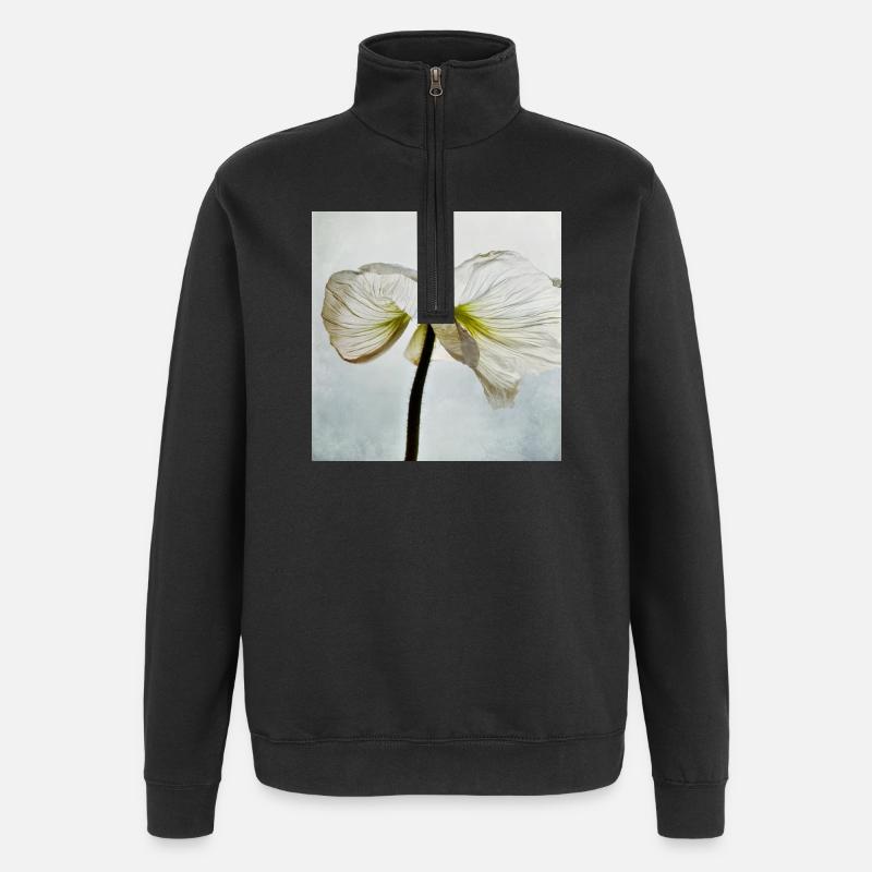 Fleur de pavot blanc - Sweat à zip 1/4 - noir