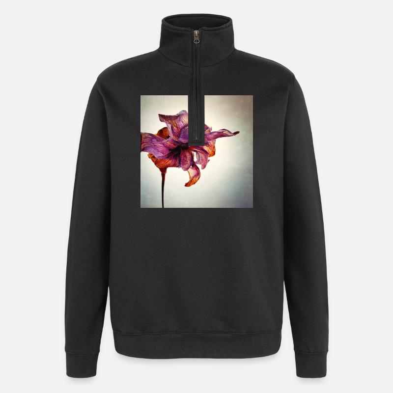 Verwelkte Blume - Quarter-Zip-Sweatshirt - Schwarz