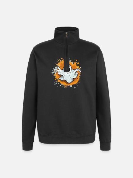 Spukgeist auf Farbsplash - Quarter-Zip-Sweatshirt - Schwarz