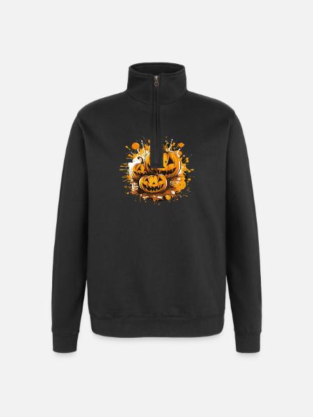Kürbis-Splatter Halloween Kunst - Quarter-Zip-Sweatshirt - Schwarz