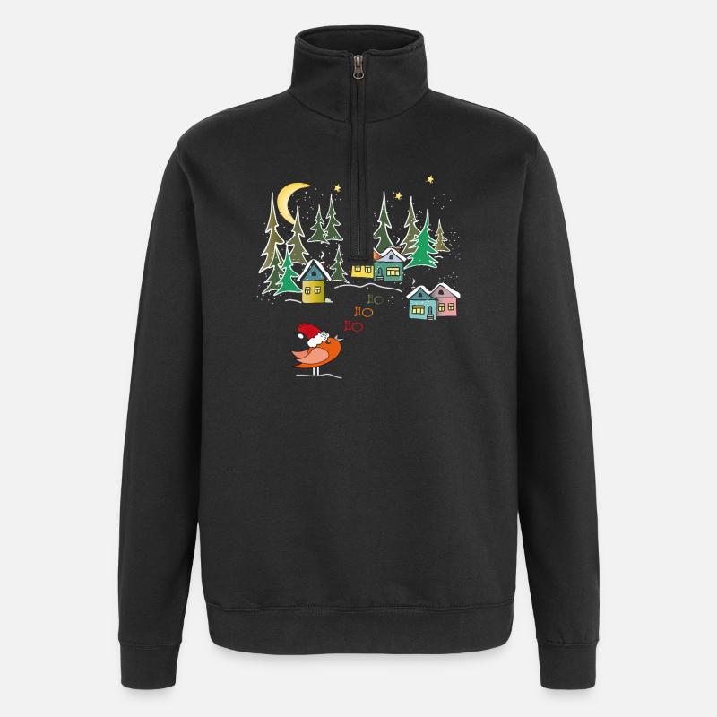 Magie hivernale de Noël - Sweat à zip 1/4 - noir