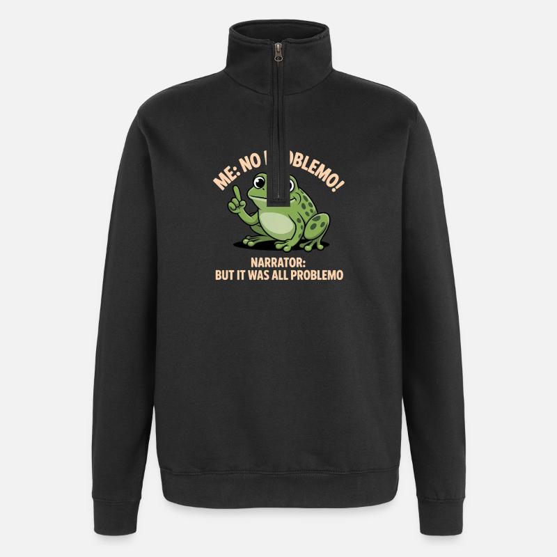 No Problemo - Funny Frog T-Shirt - Quarter-Zip Sweatshirt - black