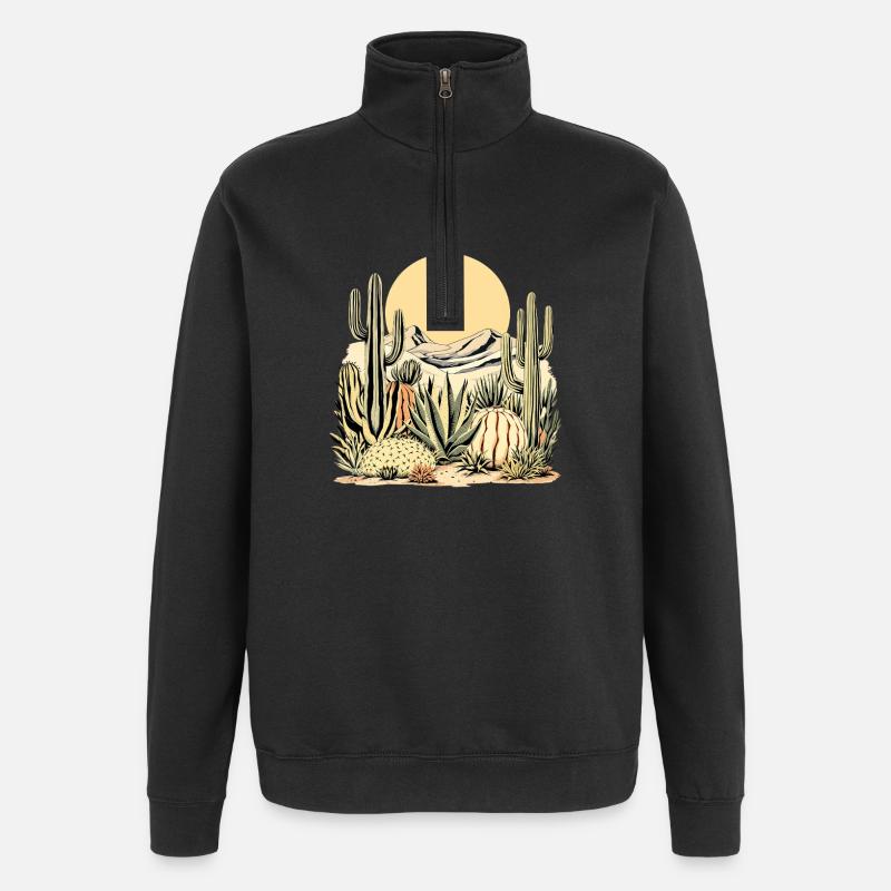 Boho Nature Cacti - Quarter-Zip Sweatshirt - black