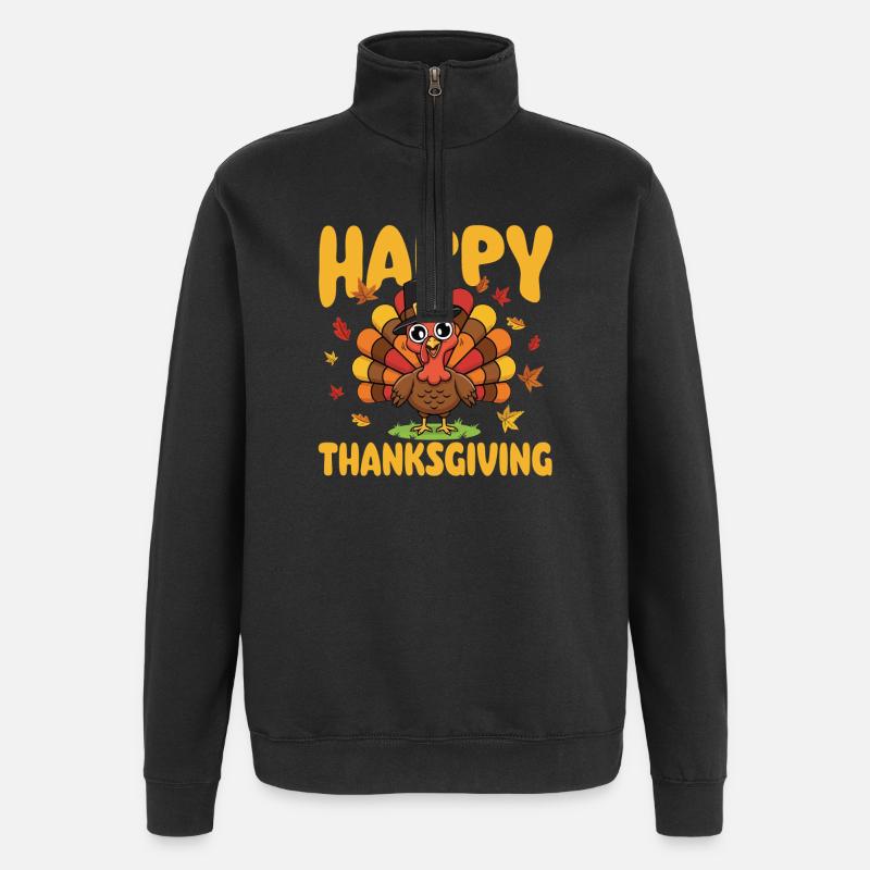 Frohes Thanksgiving Herbst Erntemischung - Quarter-Zip-Sweatshirt - Schwarz
