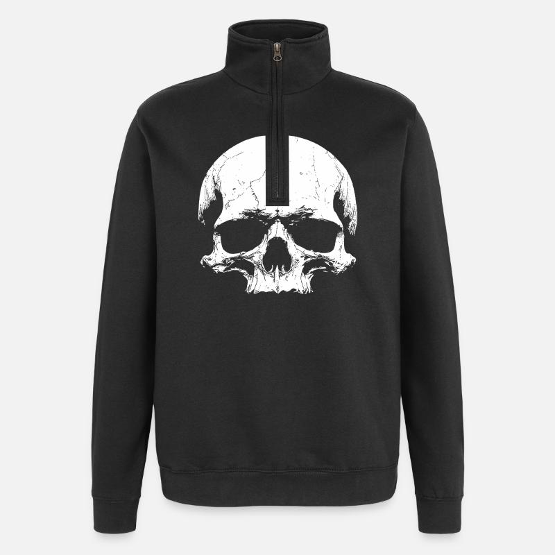 Crâne - Sweat à zip 1/4 - noir