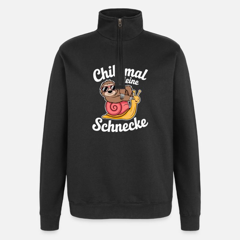 Chill your snail sloth relaxation - Quarter-Zip Sweatshirt - black