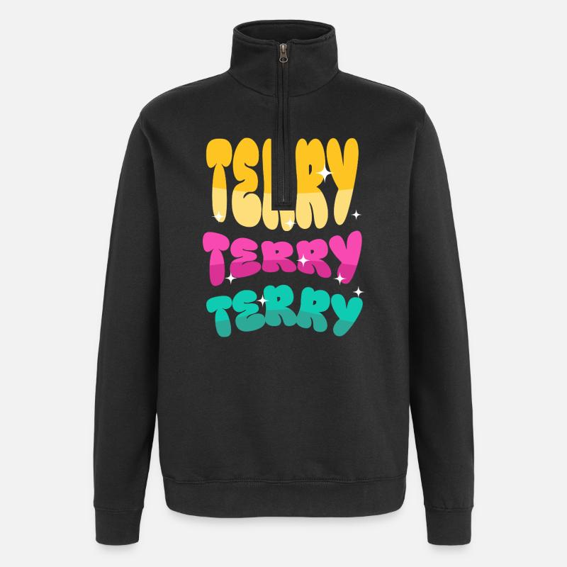 Terry Name - Quarter-Zip-Sweatshirt - Schwarz