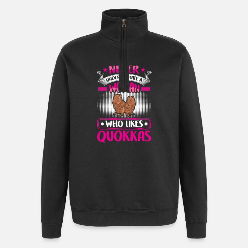 Quokka underestimate short-tailed kangaroo - Quarter-Zip Sweatshirt - black