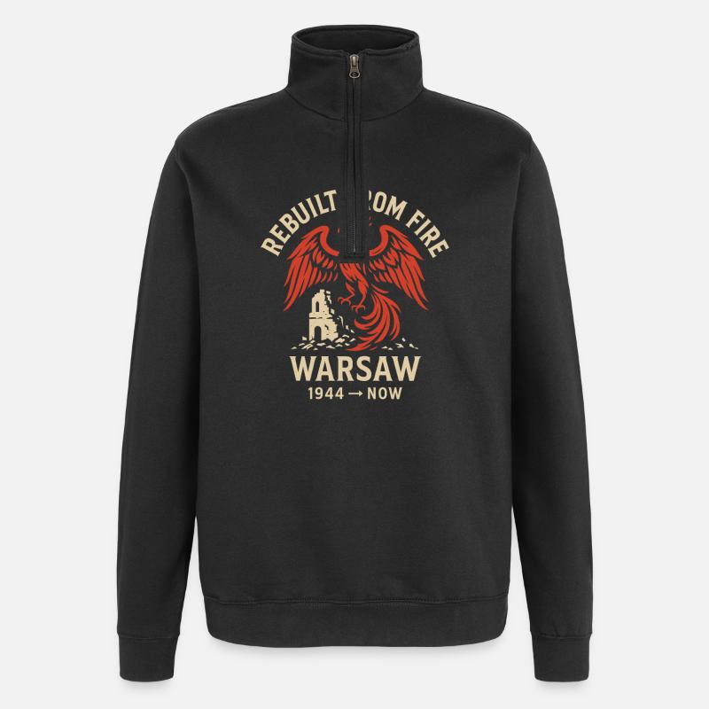 Rebuilt from Fire Warsaw Phoenix Design - Quarter-Zip-Sweatshirt - Schwarz