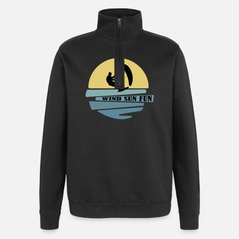 Wind Sonne Fun Kitesurfer - Quarter-Zip-Sweatshirt - Schwarz