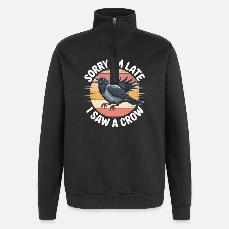 Raven in the sunset saying - Quarter-Zip Sweatshirt - black