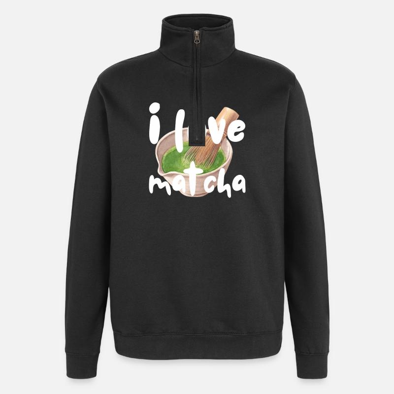 J’aime Matcha Dictons Cadeau Idée Cadeau - Sweat à zip 1/4 - noir