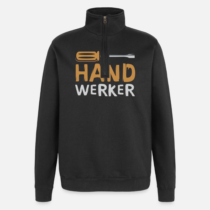 Handwerker Schriftzug mit Schraubendreher - Quarter-Zip-Sweatshirt - Schwarz