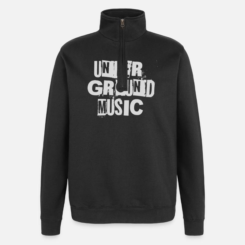 Musique underground Graphique audacieux - Sweat à zip 1/4 - noir