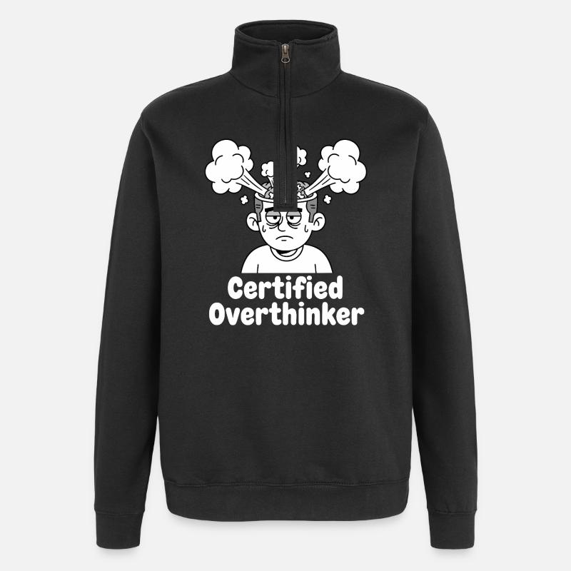 Certified overthinker - Quarter-Zip Sweatshirt - black