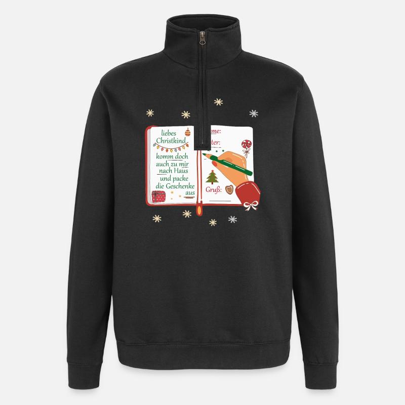 Wunschzettel Christkind  - Quarter-Zip-Sweatshirt - Schwarz