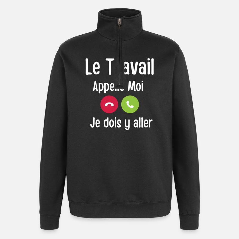 Die Arbeit ruft mich - Quarter-Zip-Sweatshirt - Schwarz
