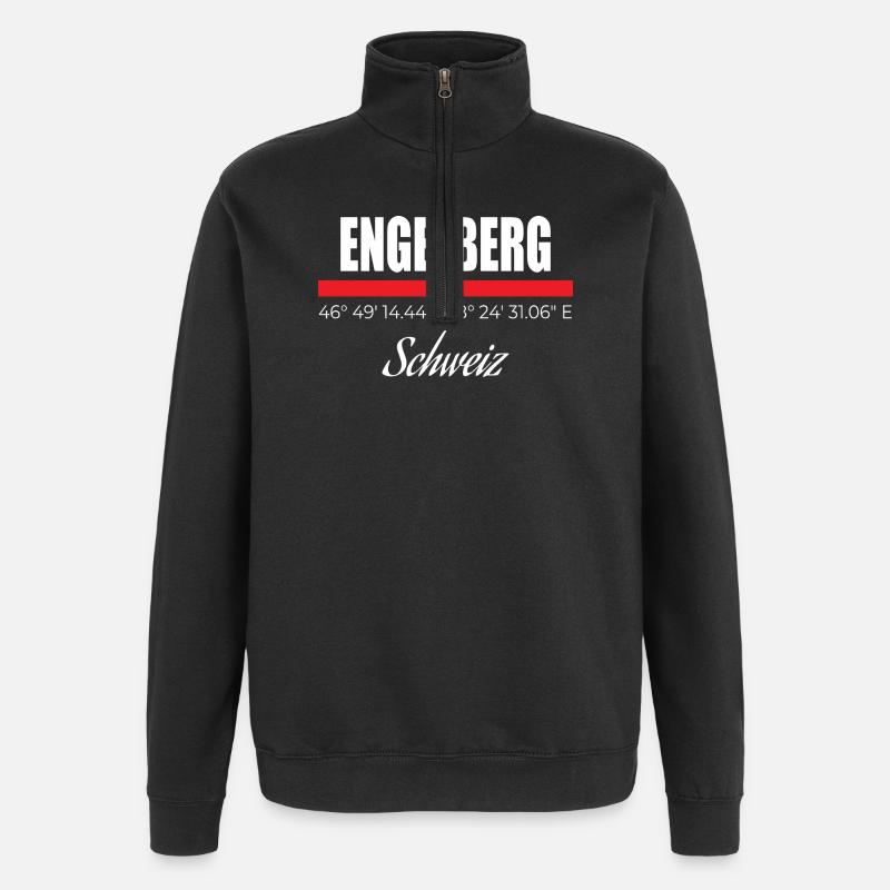 Engelberg - Sweat à zip 1/4 - noir