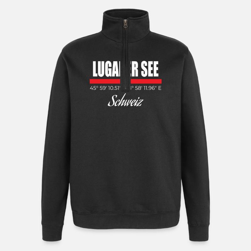 Lac de Lugano - Sweat à zip 1/4 - noir