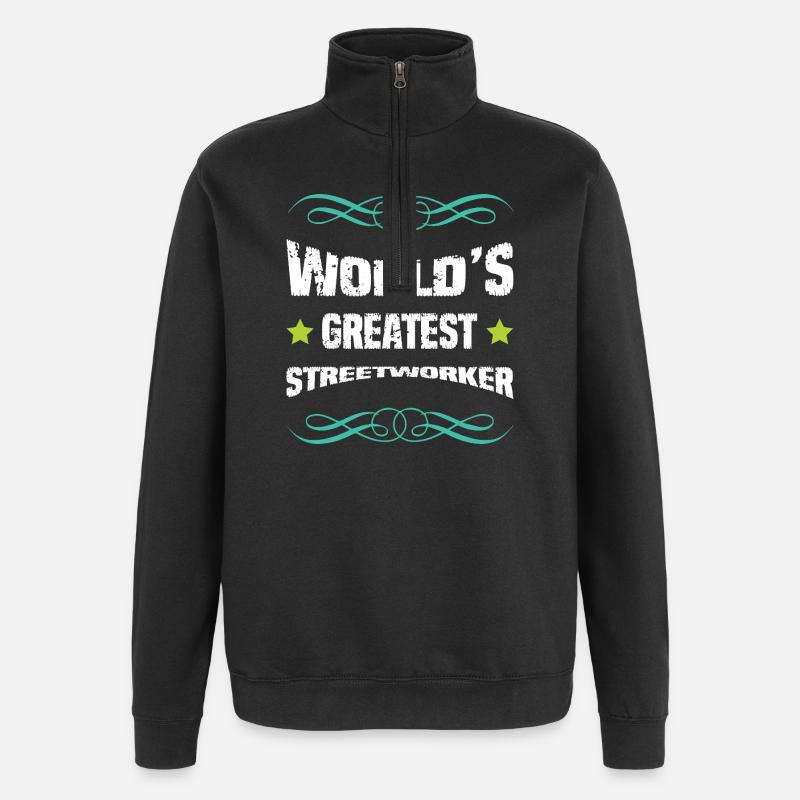 Weltbester Straßenarbeiter - Quarter-Zip-Sweatshirt - Schwarz