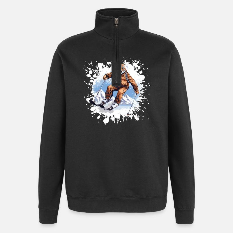 Cheetah Ski Skiing - Quarter-Zip Sweatshirt - black