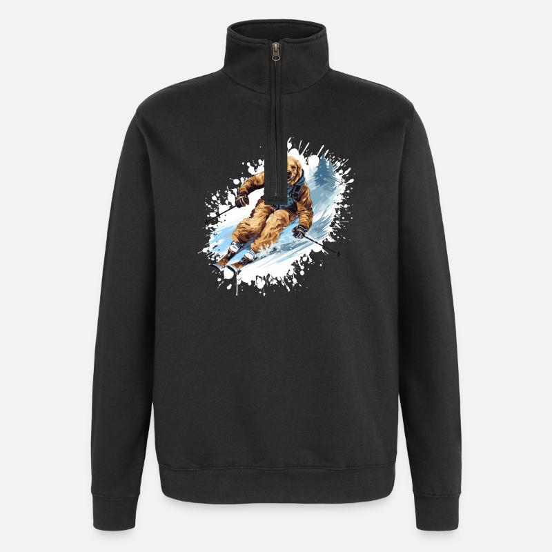 Golden Retriever Chien Ski Ski - Sweat à zip 1/4 - noir