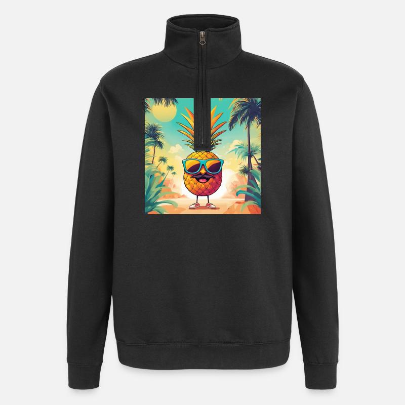 M. Cool Ananas - Sweat à zip 1/4 - noir
