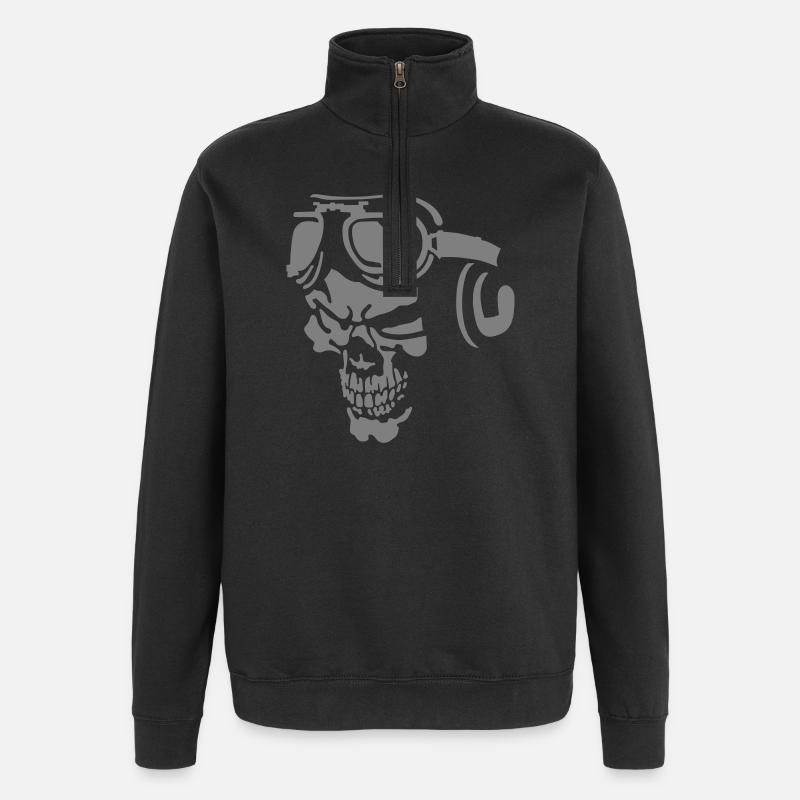 Skull Pilot - Quarter-Zip Sweatshirt - black
