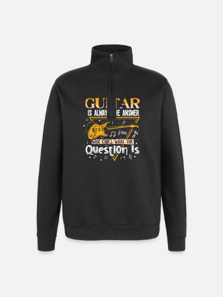 Guitar Guitar Player Musician Guitarist - Quarter-Zip Sweatshirt - black