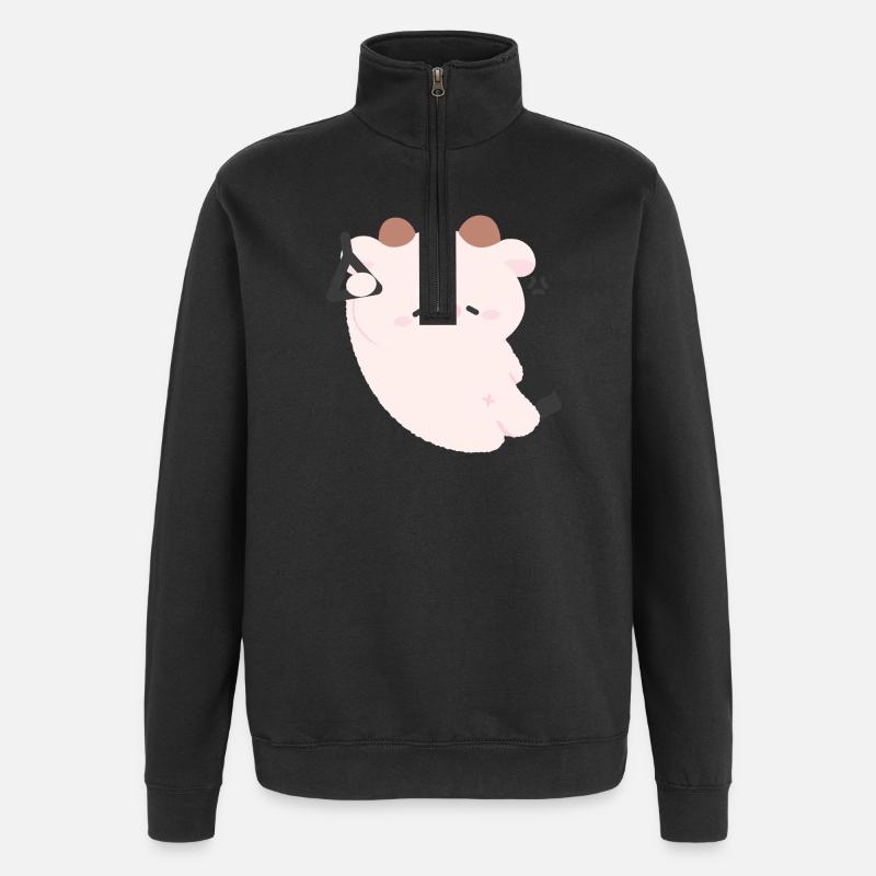 Trajet de la vache fatiguée - Sweat à zip 1/4 - noir