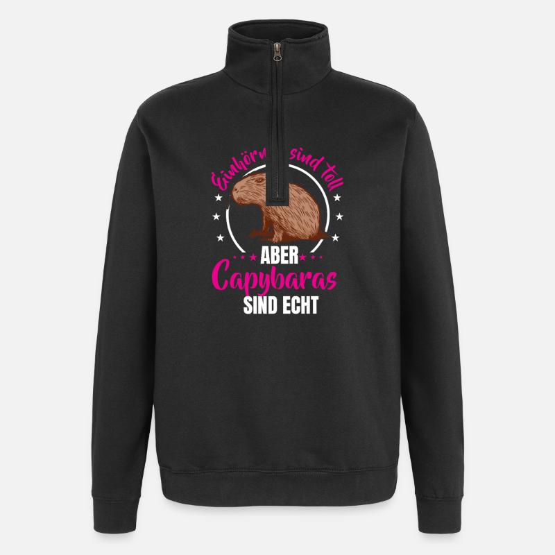 Capybara sind echt Wasserschwein - Quarter-Zip-Sweatshirt - Schwarz