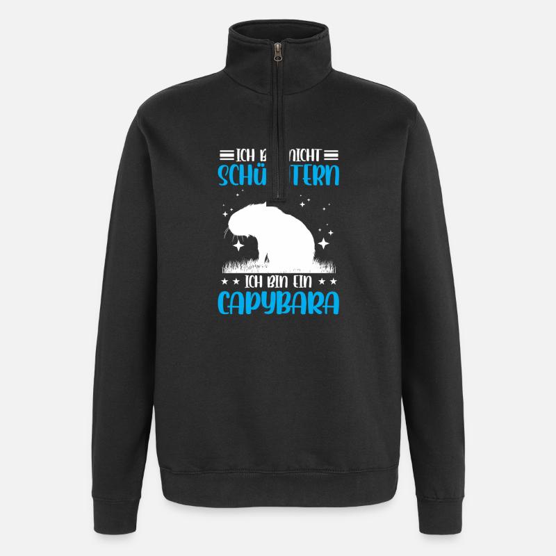 Capybara pas timide capybara - Sweat à zip 1/4 - noir