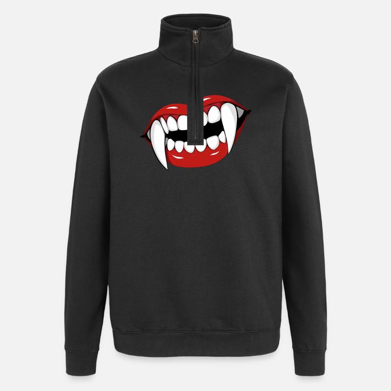 Vampire Lips Pop Art Halloween Party - Sweat à zip 1/4 - noir