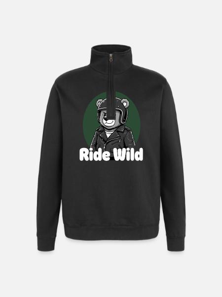 Ride Wild Bear Rider - Quarter-Zip Sweatshirt - black