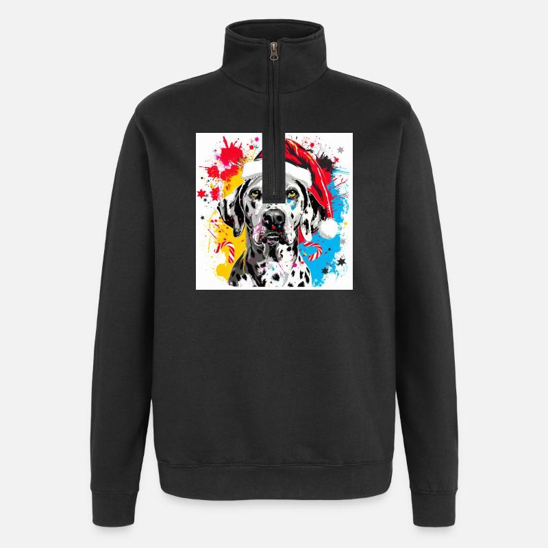 Fröhlicher Dalmatiner Santa Splash - Quarter-Zip-Sweatshirt - Schwarz