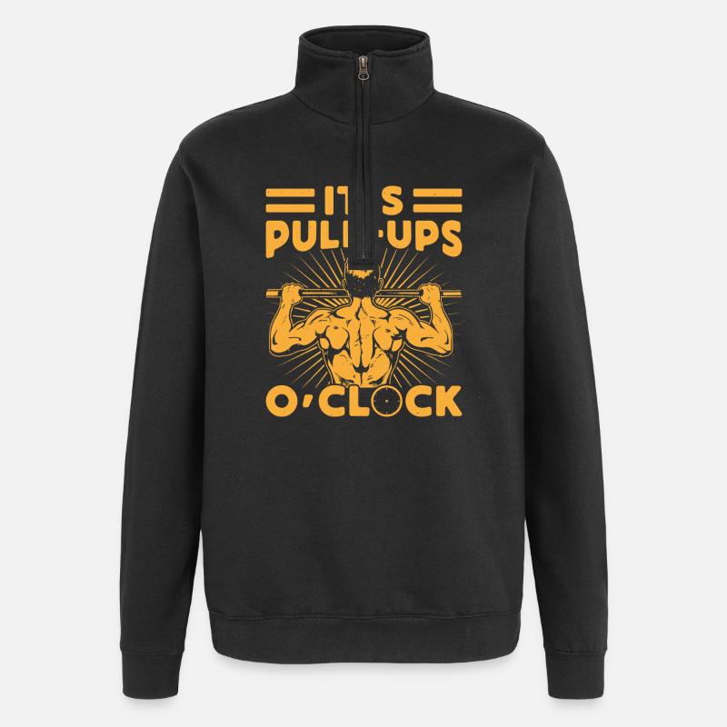 Fitness Fanatics It´s Pull-Ups O´Clock - Quarter-Zip-Sweatshirt - Schwarz