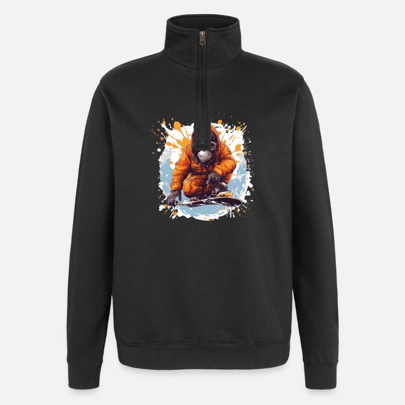 Monkey Snowboard - Quarter-Zip Sweatshirt - black
