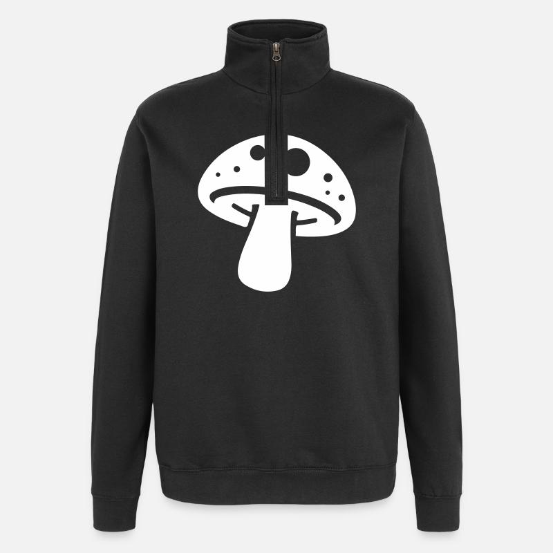 Icône de champignon - Sweat à zip 1/4 - noir