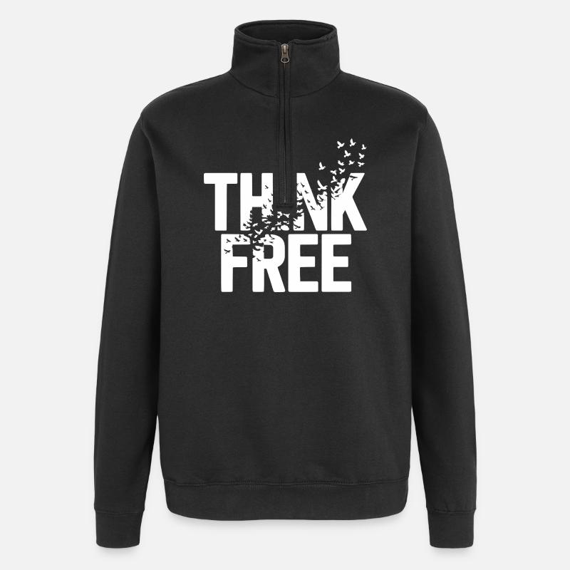 Pensez liberté libre - Sweat à zip 1/4 - noir