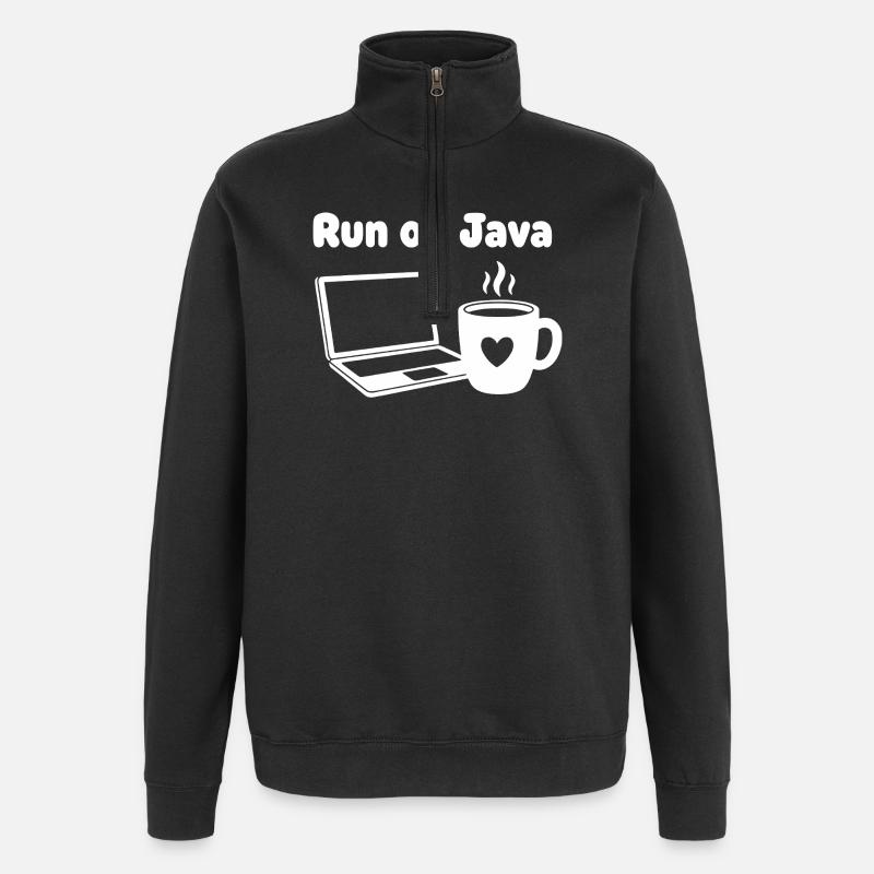 Java Lauf Café Laptop Herz - Quarter-Zip-Sweatshirt - Schwarz