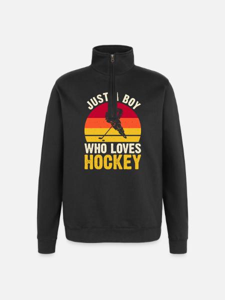 Hockey Eishockey Eishockeyspieler Geschenk - Quarter-Zip Sweatshirt - black