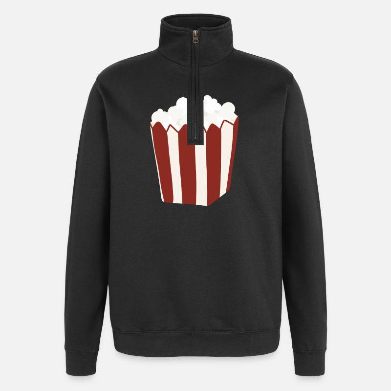 Popcorn Bucket Retro Illustration - Quarter-Zip Sweatshirt - black