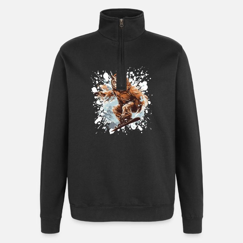 Owl Snowboard - Quarter-Zip Sweatshirt - black